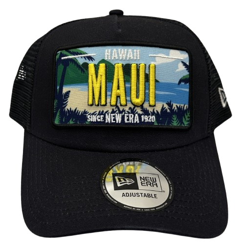 new_era_license_plate_trucker_maui_hawaii_black_sky_yellow_white NE Number Name Plate Trucker Cap Mexico Chabo Black Sky Yellow von New Era
