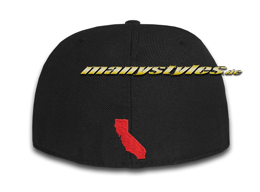 New Era Unlicensed Cap California Republic Cali exclusive Black Graphite Grey Jamaica Ltd ed 59FIFTY Backview