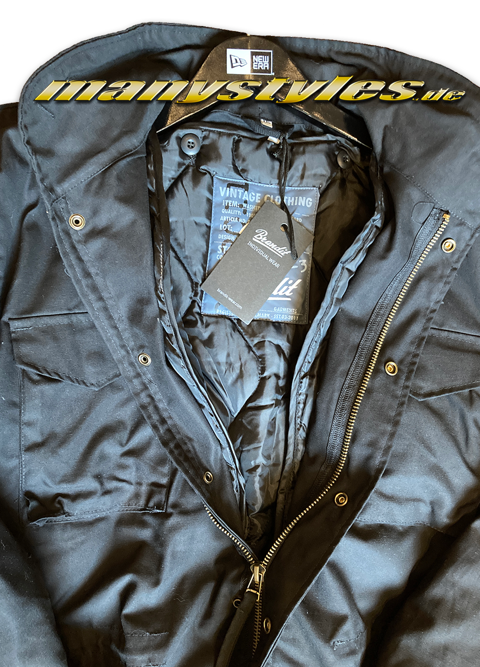 Brandit M65 Army Parka Jacket Black Alternate View