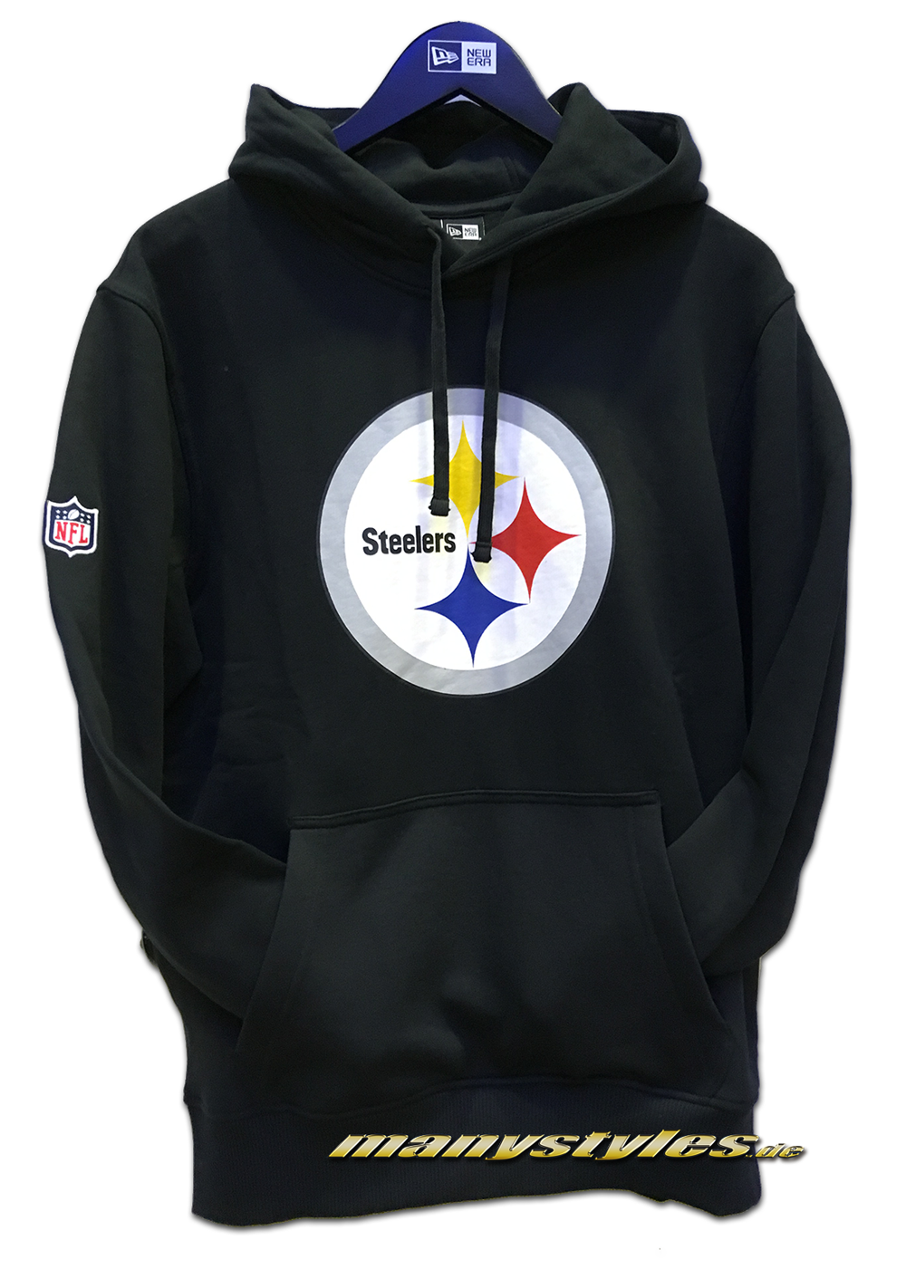 Pittsburgh Steelers NFL PO Hood Hooded Sweater Black Official Team Color von New Era
