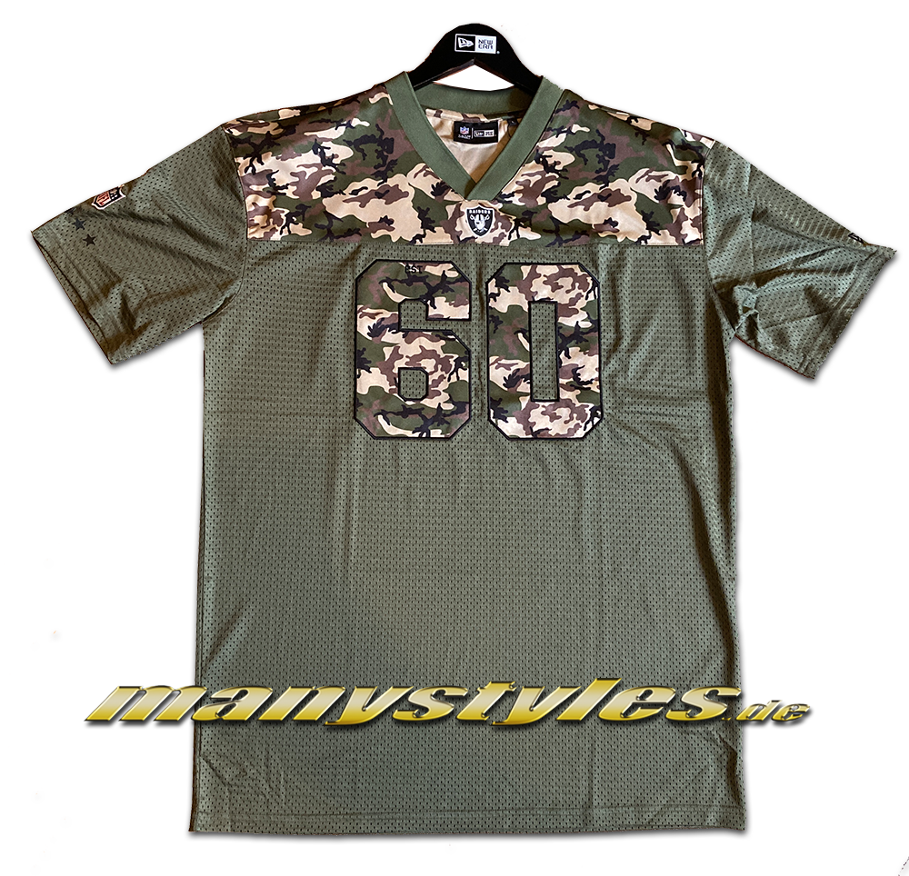 Las Vegas Raiders NFL Camo Infill Oversized Mesh Tee Jersey November Olive Woodland Camouflage von New Era