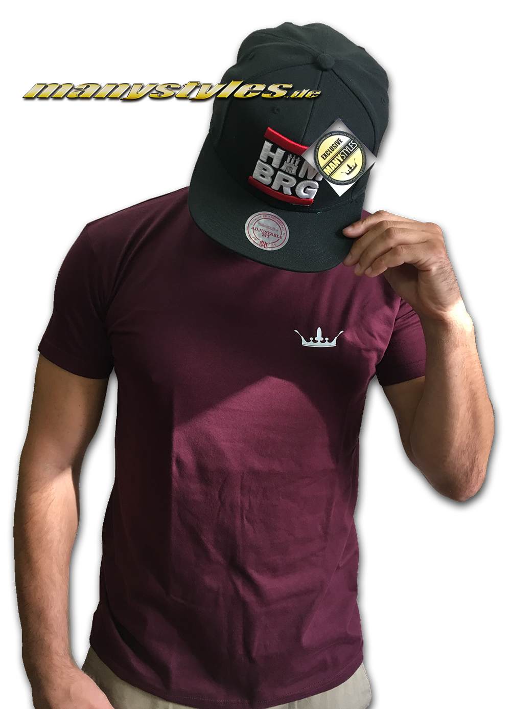 HH Manystyles Crown exlusive T-shirt Maroon White maroon wineed bordeaux