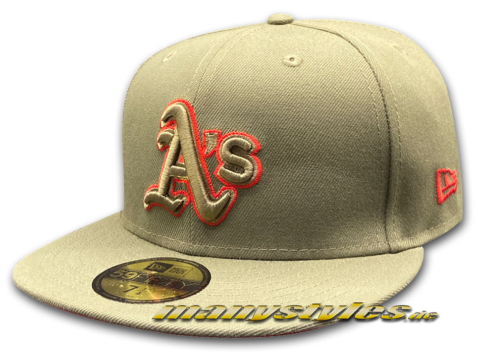 Oakland Athletics 59FIFTY MLB 40Ann Anniversary Cap New Olive Scarlet Red von New Era