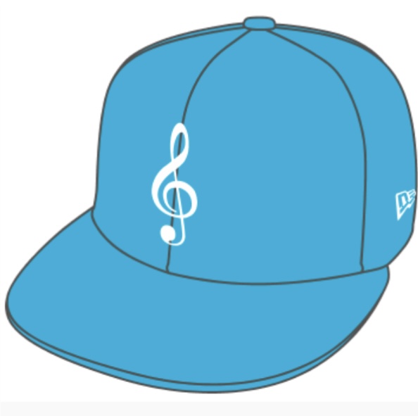 New Era Unlicensed 59FIFTY Fitted Cap Music Note Cap Vice Blue Bright White exclusive Front