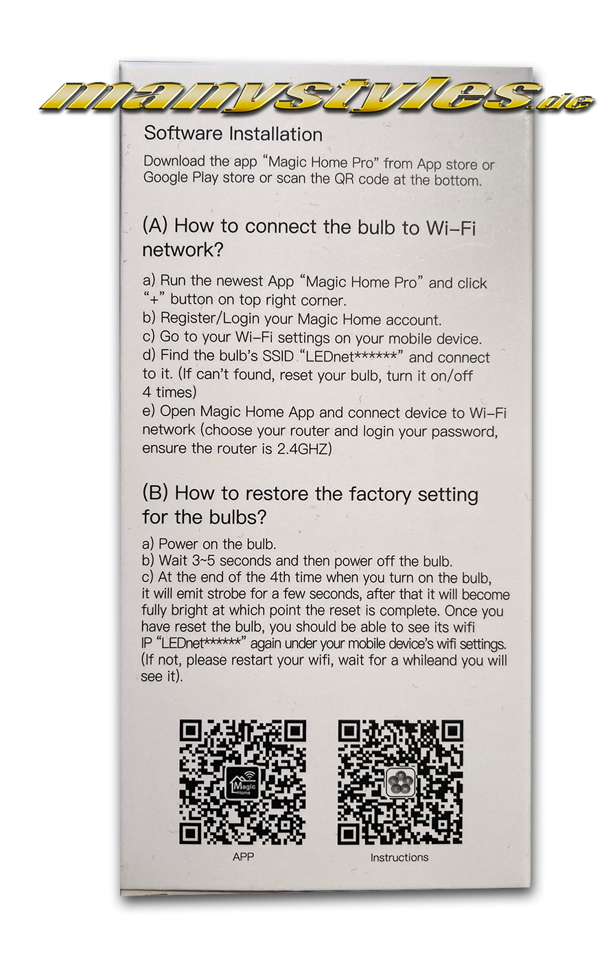 manystyles_de_smart_led_wifi_bulb_multi_color_effect_kabellose_gluehbirne_rohs_beschreibung Universal Smart LED WiFi Bluetooth Bulb Multi Color mit 16 Mio Farben von RoHS c