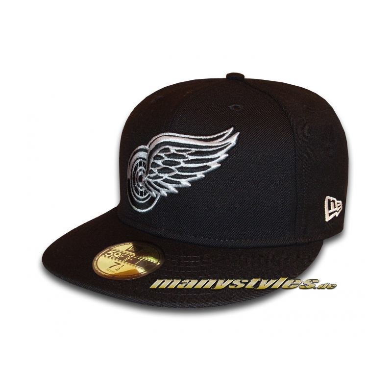 Detroit-Red-Wings-NHL-Basic-Cap-Black-White-exclusive NEW ERA Detroit Red Wings NHL Basic Cap Official Logo Black Scarlet Red White Team Color exclusive 59FIFTY
