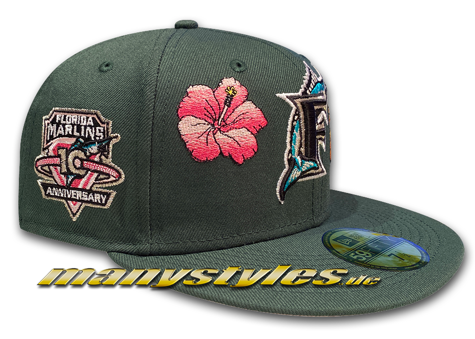 Florida Marlins MLB 59FIFTY 10 Years Anniversary manyStyles Pastell exclusive Miami Vice Colorway Green Pink Yellow von New Era Alternate