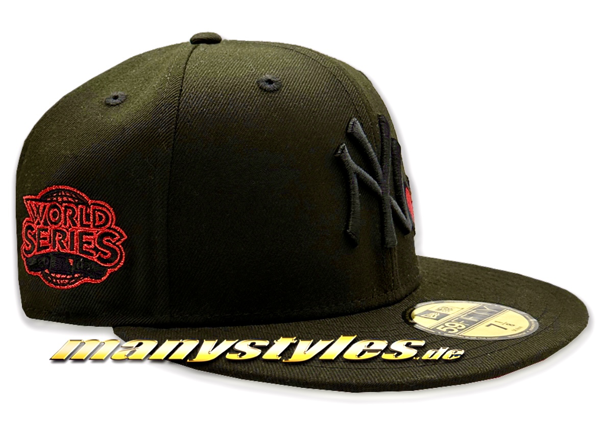 NY Yankees MLB NY Love Cap #manystyles exclusive Black Scarlet Red 59FIFTY Fitted Caps von New Era nylovecap Front Alternate View