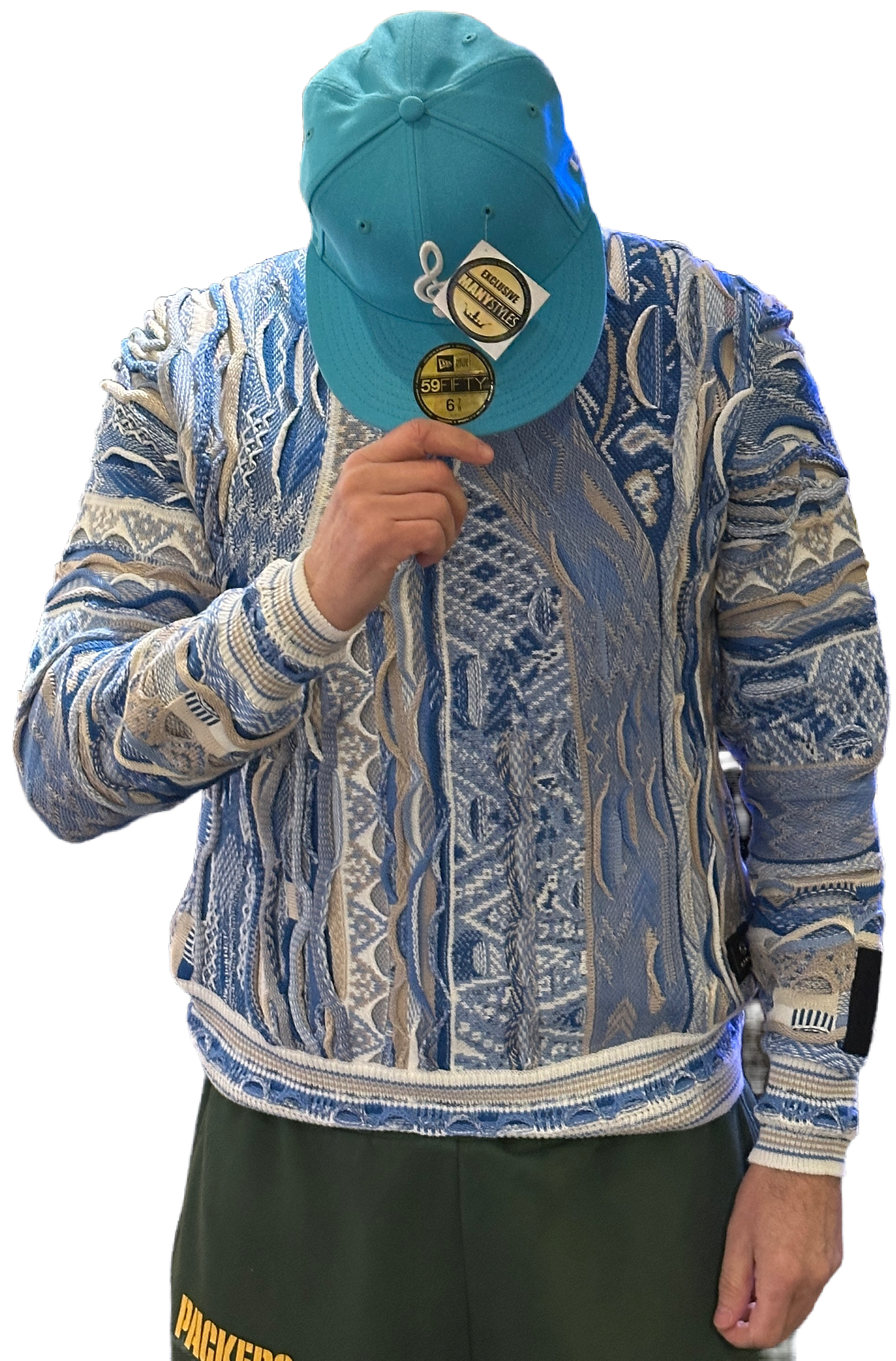 Carlo Colucci Sweater Pastel Sky Blue White