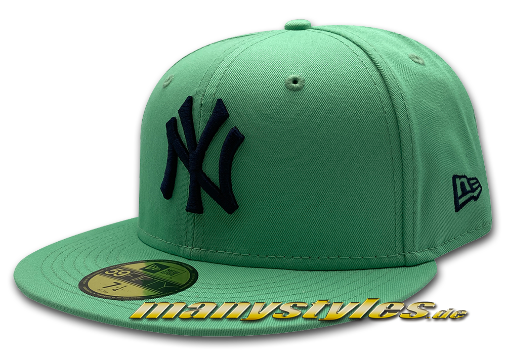 NY Yankees MLB 59FIFTY Fitted League Essential Cap Clear Mint Navy von New Era 