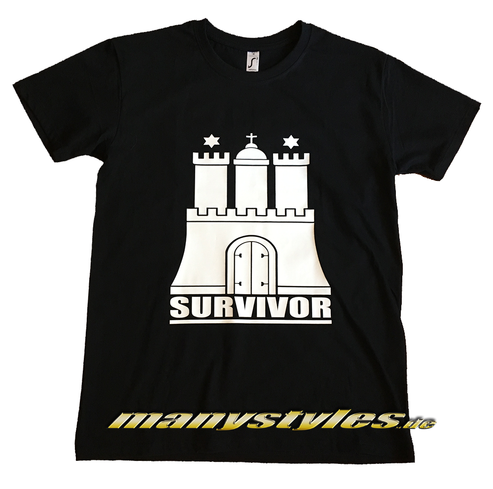 manystyles.de HH Hamburg Survivor exclusive T-Shirt Black White Front