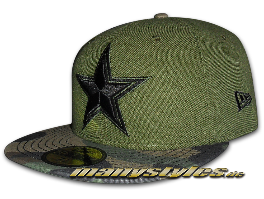 Dallas Cowboys NFL 59FIFTY Exclusive Cap Rifle Green Woodland Camouflage Black von New Era