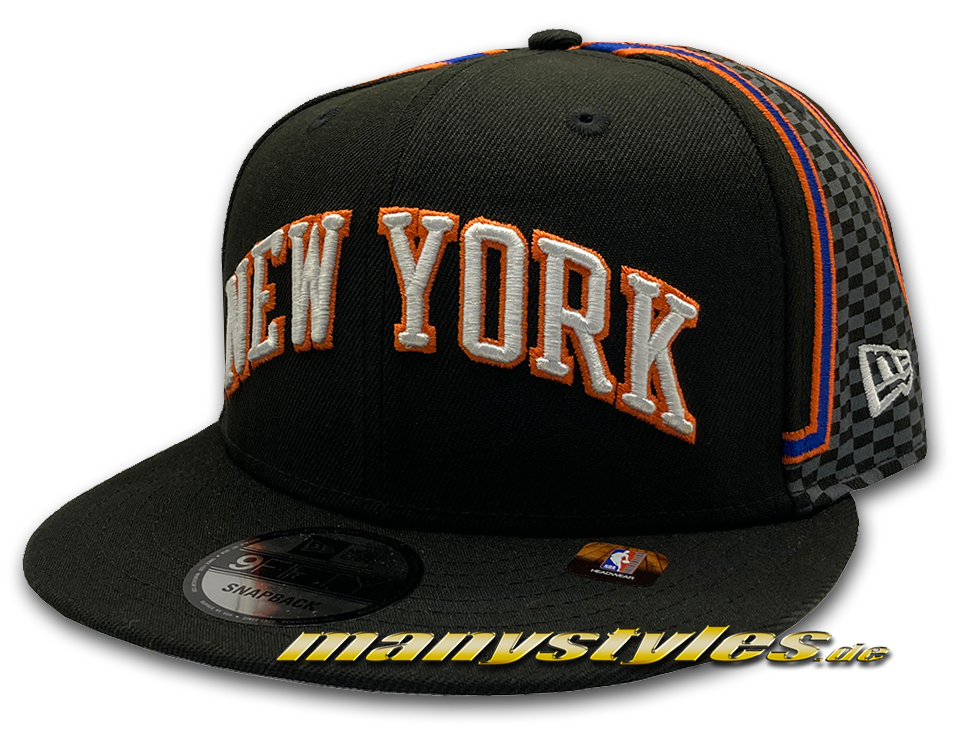 New Era NY Knicks NBA21 75Years 9FIFTY City Snapback Cap in Black Orange Royal White OTC Original Team Color