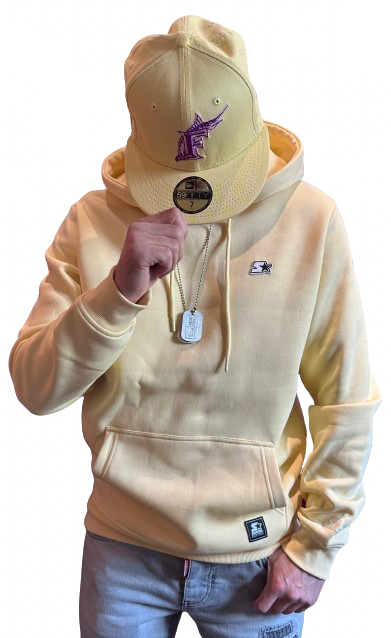 starter_hooded_sweatshirt_pastel_yellow_white manystyles Starter Hooded Sweatshirt mit Kapuze New Color Pastel Yellow Front