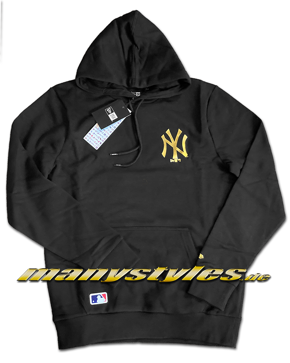 NY Yankees MLB PO Hooded Black Gold Foil Print Design von New Era Front