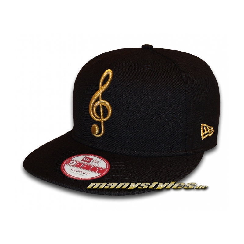 Unlicensed Music Note 9FIFTY Black Gold Metallic exclusive Snapback Cap