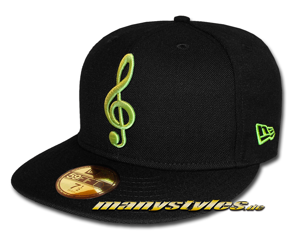 manystyles_de_new_era_music_note_exclusives_5950_59fifty_fitted_cap_black_cybergreen_backview_rmusicnotecap New Era 59FIFTY Unlicensed The Music Note exclusive Cap in Black Cybergreen Neon Color