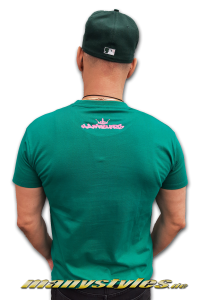Survival of the Fittest Crown exclusive T-Shirt Emerald Green Pink von Sol Backview