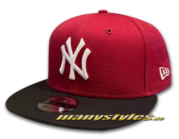 NY Yankees MLB 9FIFTY Snapback Cap League Essential Cardinal Red Black von New Era