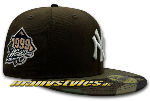 NY Yankees MLB HWC Cooperstown 1999 Worldseries Cap manystyles exclusive# Walnut Brown Woodland Camouflage 59FIFTY Fitted Caps von New Era Real