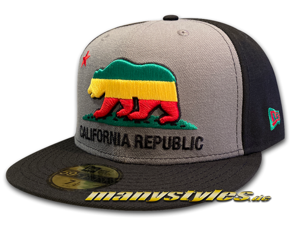 New Era Unlicensed Cap California Republic Cali exclusive Black Graphite Grey Jamaica Ltd ed 59FIFTY