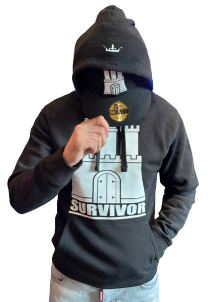 manystyles Survival of the Fittest Crown exclusive Hooded Sweatshirt mit Kapuze in Black White
