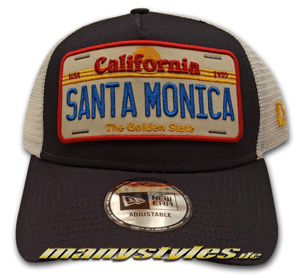 NE Number Plate Trucker Cap Santa Monica California The Golden State in Navy White Yellow von New Era
