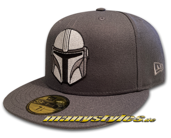 Star Wars Licensed Disney 59FIFTY Fitted exclusive Cap The Mandalorian Helmet Logo Grey Silver Grey von New Era Front