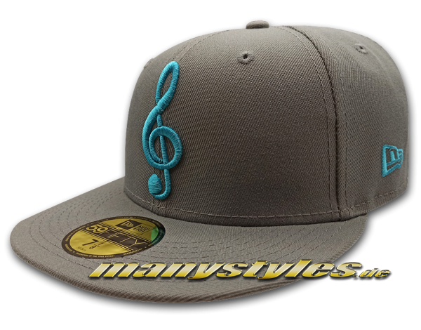 MANYSTYLES 59FIFTY Fitted exclusive Music Note Cap Storm Grey Vice Blue von New Era Front