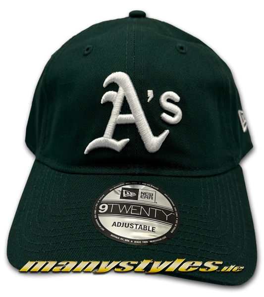 Oakland Athletics MLB 9TWENTY Curved Visor Flat Adjustable Cap Green White von New Era