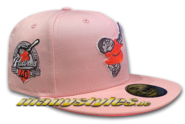 San Diego Padres MLB 59FIFTY Cooperstown 40 Cap in Baby Pink Glow von New Era Front PAtch