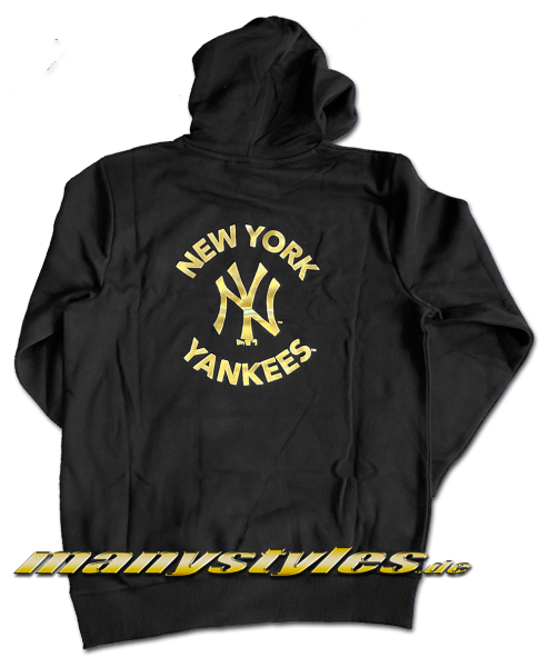 NY Yankees MLB PO Hooded Black Gold Foil Print Design von New Era Backview