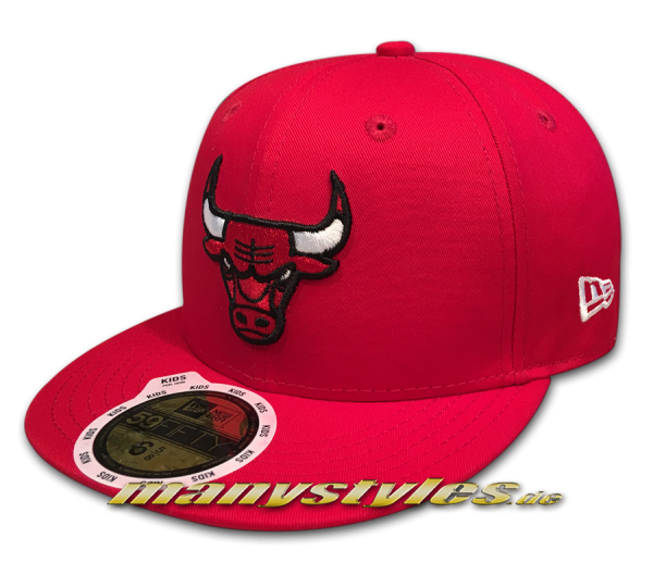 Chicago Bulls 59FIFTY NBA Fitted Basic Cap Scarlet Red Black OTC von New Era