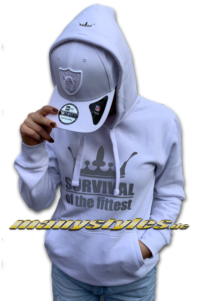 manystyles Survival of the Fittest Crown exclusive Hamburg Hooded Sweatshirt mit Kapuze in Bright White 3M Reflected Print Material