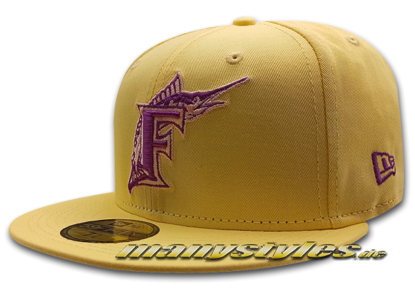 Florida Marlins MLB 59FIFTY manyStyles 1993 inaugual Pastell exclusive Miami Vice Colorway Lemon Fluff Pink von NewEraUndervisorPin