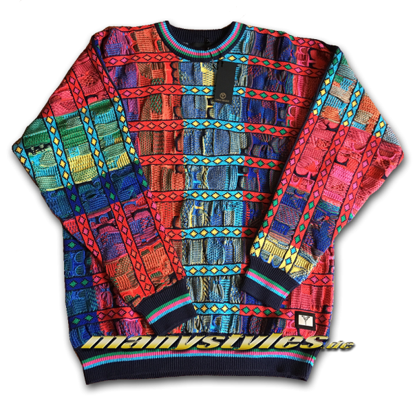 Carlo Colucci Sweater Strick Pullover Navy Multi Block