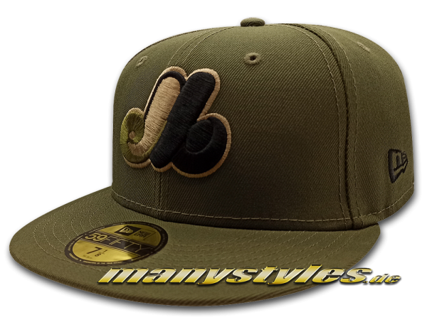 Montreal Expos MLB 59FIFTY manyStyles exclusive AN35 Olive Woodland Camouflage von New Era Front 1