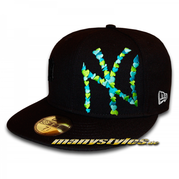 NY Yankees 59FIFTY MLB Special Flawless Big Logo Hearted Cap Black Green Vice Blue
