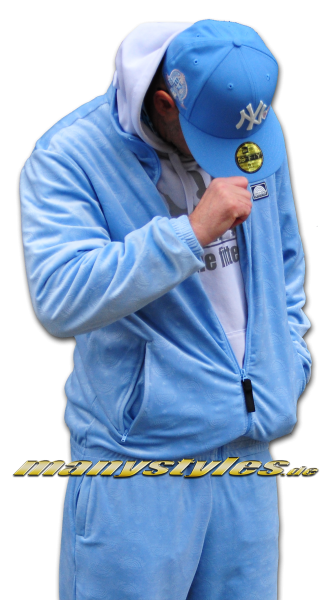 Southpole SP Velour Track Suit Jacket Jogging Anzug Jacke Sky Blue