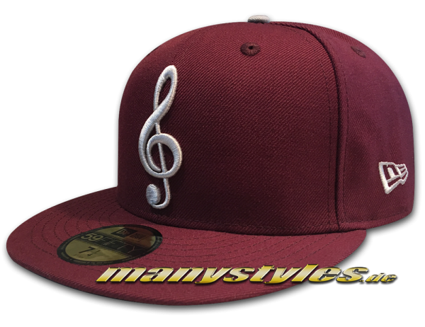 New Era 59FIFTY Unlicensed The Music Note exclusive Cap in Maroon GreyFront