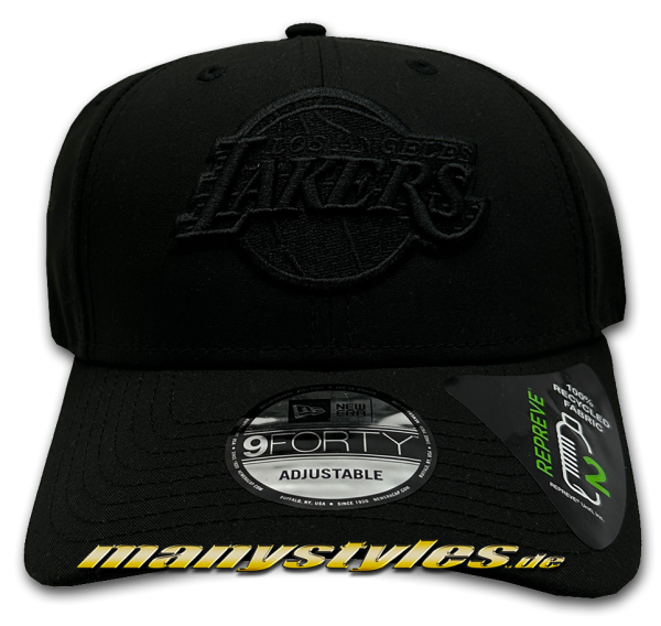 LA Lakers NBA 9FORTY Adjustable Curved Visor Cap in Black on Black von New Era