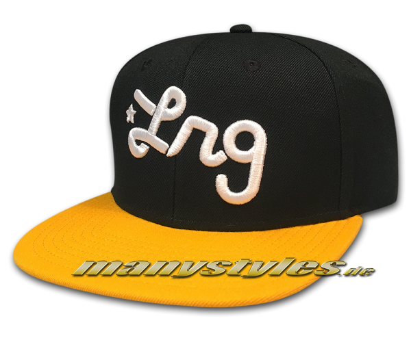 LRG Lifted Research Group LRG Script Snapback Hat Cap Black Yellow