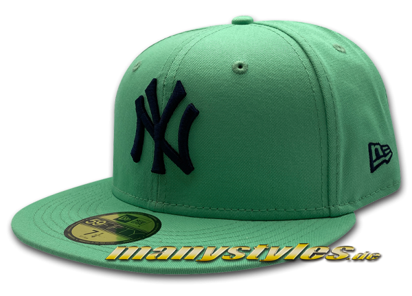 NY Yankees MLB 59FIFTY Fitted League Essential Cap Clear Mint Navy von New Era 