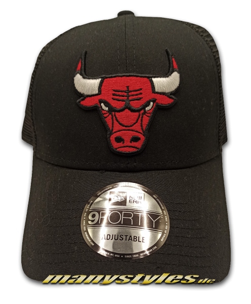 Chicago Bulls NBA 9FORTY adustable Curved Visor Trucker Cap Black OTC von New Era