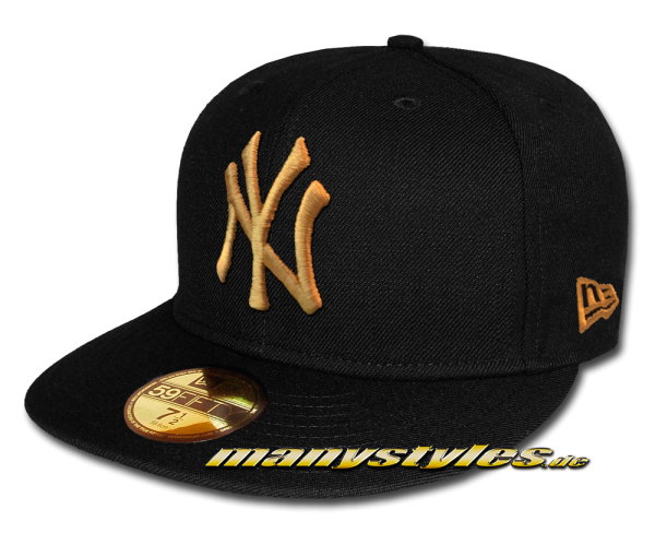 NY Yankees MLB 59FIFTY Fitted Cap League Essential Black oGold von New Era