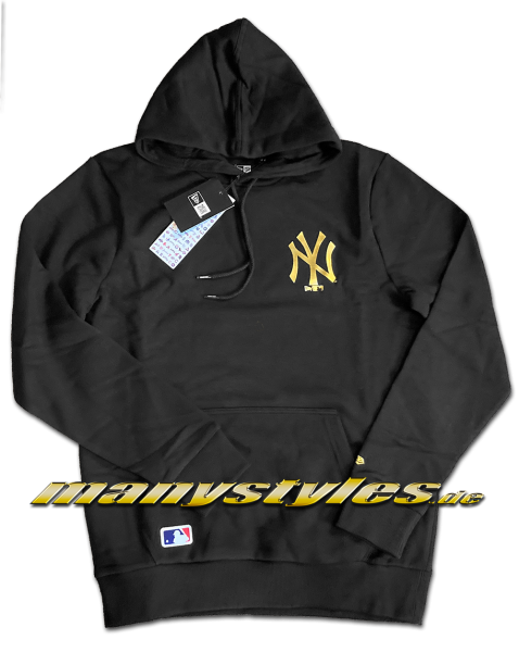 NY Yankees MLB PO Hooded Black Gold Foil Print Design von New Era Front