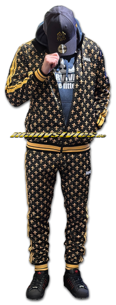 Lonsdale Track Suit Boswall All Over Print Lily Logo Design Black Yellow White White 