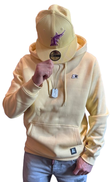 manystyles Starter Hooded Sweatshirt mit Kapuze New Color Pastel Yellow Front