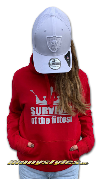 manystyles Survival of the Fittest Crown exclusive Hamburg Hooded Sweatshirt mit Kapuze in Fire Red 3M Reflected Print Material