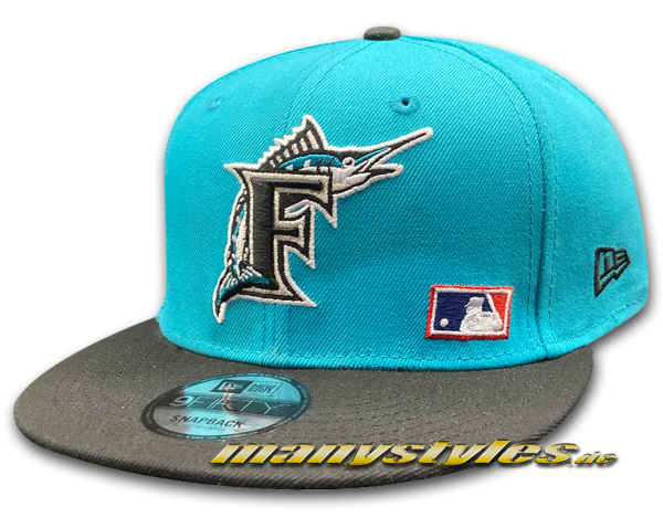 Florida Marlins MLB Team Arch Pastell Teal Black Graphite Color 9FIFTY Snapback Cap von New Era